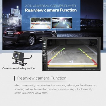 DHL 5 PCS 7 Inch Car Video 7060B 2din Car Radio with Rearview Camera MP5 Player Support Microphone BT