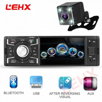 LEHX 4.1inch 1Din MP5 Vdieo player Car Radio Audio Stereo USB\TF  AUX FM Radio Station Bluetooth with Rearview Camera Auto Park