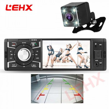 LEHX 4.1inch 1Din MP5 Vdieo player Car Radio Audio Stereo USB\TF  AUX FM Radio Station Bluetooth with Rearview Camera Auto Park