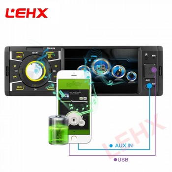 LEHX 4.1inch 1Din MP5 Vdieo player Car Radio Audio Stereo USB\TF  AUX FM Radio Station Bluetooth with Rearview Camera Auto Park