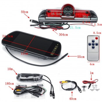 7 LED Monitor + Car Reversing Backup Rear View Camera w/ Brake Light For Fiat Ducato for Peugeot Boxer for Citroen Relay