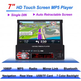 New 7 - Inch Fully Automatic Vehicle-mounted Realplay MP5 Colorful Light GPS Navigation All-in-one Machine Car Video Players
