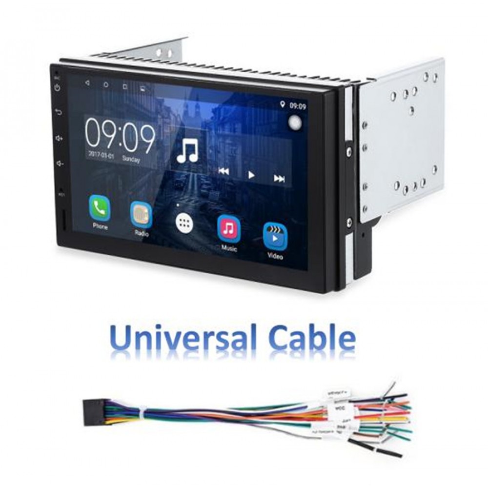 7 2-Din Quad-core Ultra-thin Wifi Car Android 6.0.1 Radio Player GPS Navigation 1024 x 600 HD Capacitive Touch Screen