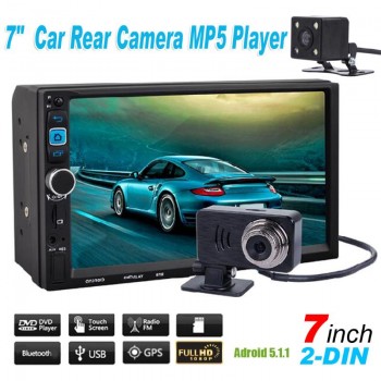 VODOOL 7 inch 1080P Touch Screen 2-DIN Car In Dash Video Player Android 5.1.1 MP5 Player Bluetooth Stereo with Rear Camera