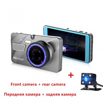 Dash Cam New Dual Lens Car DVR Camera Full HD 1080P 4 IPS Front+Rear Blue Mirror Night Vision Video Recorder Parking Monitor