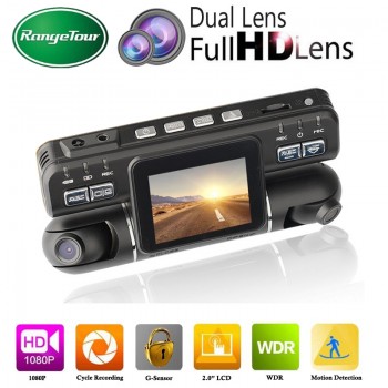 Range Tour Dashcam Dual Lens Car DVR Camera Video Recorder I4000 Full HD 1080P 320 Degree 2.0LCD G-Sensor Dash Cam Car Black Bo