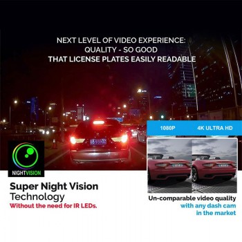 AfmoDVR Car DVR 4K Dash Cam Dual Lens WIFI Dash Camera GPS Dash Camera in Car Video Camera Full HD WDR Car DVR with Two Cameras