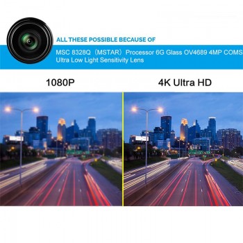 AfmoDVR Car DVR 4K Dash Cam Dual Lens WIFI Dash Camera GPS Dash Camera in Car Video Camera Full HD WDR Car DVR with Two Cameras