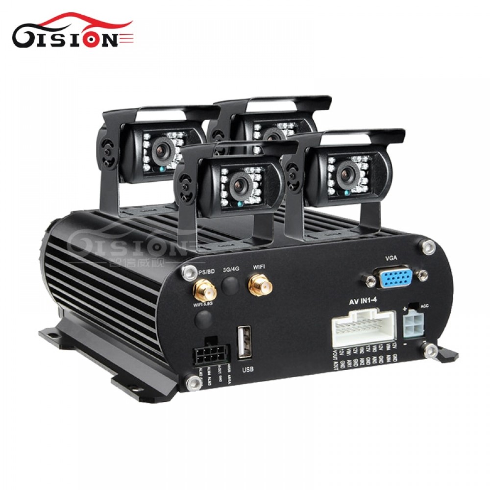 Wifi GPS HDD 4CH Hard Disk Auto Car Recorder Mobile Dvr 2TB 256G SD Storage I/O+ 4PCS Outdoor 1080P Rear View Metal Camera