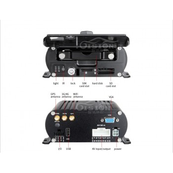 Online WIFI GPS 4G LTE Network HDD 4CH Hard Disk Car Video Mobile Dvr +3x2.0MP Waterproof Night Vision Backup Camera+500GB