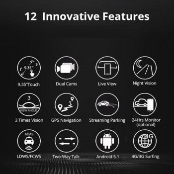 ALLOYSEED G07 9.35 4G Android Car Rearview Mirror DVR Camera Dash Cam Dual Lens GPS Navigation Video Recorder Night Vision DVRs