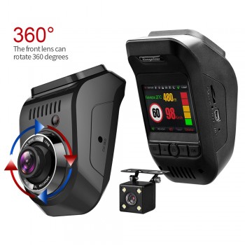 New Car DVR Russian 3  in 1 Radar Detector  Dual lens Video Recorder 1296P Dash Cam Build in Global GPS Night Vision FCWS ADAS
