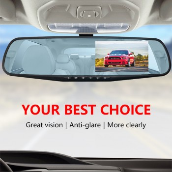 Jansite Car DVR 4.3 Touch screen Dual Lens Car Camera FHD 1080P Video Recorder Rearview Mirror With Rearview DVR Dash cam Auto