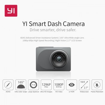 Xiaomi YI Smart Car Dvr Camera 1080P 60fps 165 Degree Detector 2.7 G-sensor Dash Camera ADAS Safe Reminder YI Car DVR
