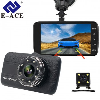 E-ACE Car Dvr 4.0 Inch Dash Camera With Rear View Camera Full HD 1080P Dual Lens Video Recorder Auto Registrars Vehicle Dashcam