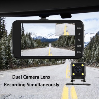 E-ACE Car Dvr 4.0 Inch Dash Camera With Rear View Camera Full HD 1080P Dual Lens Video Recorder Auto Registrars Vehicle Dashcam