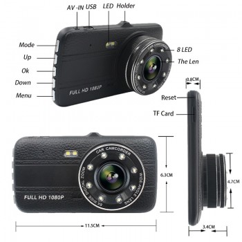 E-ACE Car Dvr 4.0 Inch Dash Camera With Rear View Camera Full HD 1080P Dual Lens Video Recorder Auto Registrars Vehicle Dashcam