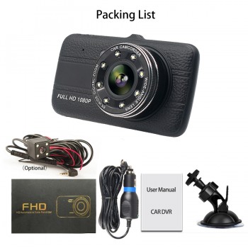 E-ACE Car Dvr 4.0 Inch Dash Camera With Rear View Camera Full HD 1080P Dual Lens Video Recorder Auto Registrars Vehicle Dashcam