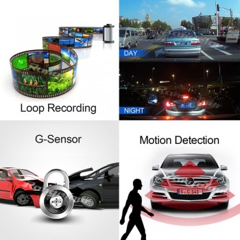 Range Tour C10s Plus Mini Car DVR 360 Degree Rotated Dash Cam Dual lens  Front 1080P Rear 480P Video Recroder 2 Screen Display