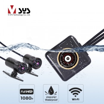 SYS VSYS Full Body Waterproof Motorcycle Camera Recorder P6FL WiFi Dual 1080P Full HD Motorcycle DVR Dash Cam Black GPS Box