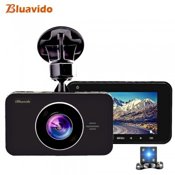 Bluavido Full HD 1296P Car DVR Camera ADAS WDR Night Vision 3 Inch Dual Lens Dash cam Video Recorder Cycle Recording Dashcam