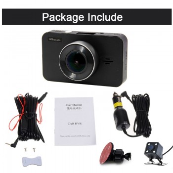 Bluavido Full HD 1296P Car DVR Camera ADAS WDR Night Vision 3 Inch Dual Lens Dash cam Video Recorder Cycle Recording Dashcam