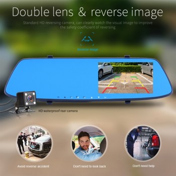 Jansite Night Vision Car Camera Dvr Blue Review Mirror Digital Video Recorder Auto Registrator Camcorder Dash Cam Full HD 1080P