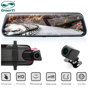 GreenYi Car DVR 9.68 IPS Rear View Mirror Monitor Full HD 1080P Night Vision Dash Cam Camera Auto Driving Recorder G-sensor