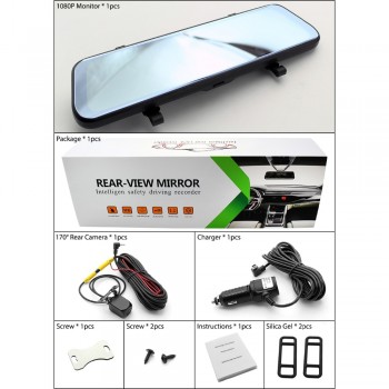 GreenYi Car DVR 9.68 IPS Rear View Mirror Monitor Full HD 1080P Night Vision Dash Cam Camera Auto Driving Recorder G-sensor