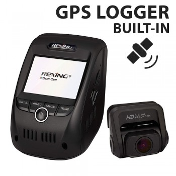 Rexing V1P Pro Dual 1080p Full HD Front and Rear 170 Degree Wide Angle Wi-Fi Car Dash Cam with Built-in GPS Logger