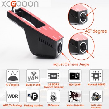 XCGaoon Wifi Car DVR Registrator Digital Video Recorder Camcorder Dash Camera 1080P Night Version Novatek 96655 Rotate 45 Degree