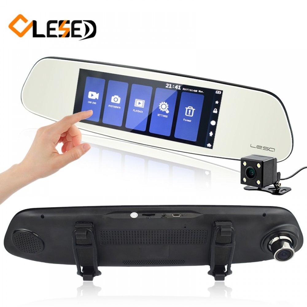 Car DVRs 7 Touch Screen Rearview Mirror Auto Dash Cam Cars DVR Dual Lens Recorder Registrator Full HD1080p Night Vision Camera