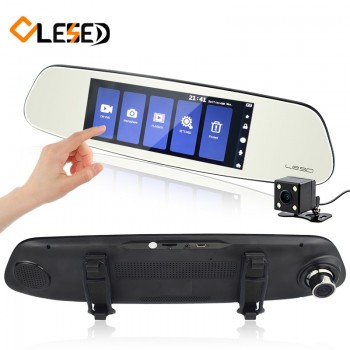 Car DVRs 7 Touch Screen Rearview Mirror Auto Dash Cam Cars DVR Dual Lens Recorder Registrator Full HD1080p Night Vision Camera