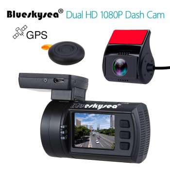 Blueskysea Mini 0906 Dual Dash Camera Full HD 1080P Car Camera Sony IMX291 Exmor Sensor Dual Channel Vehicle Dashboard Recorder