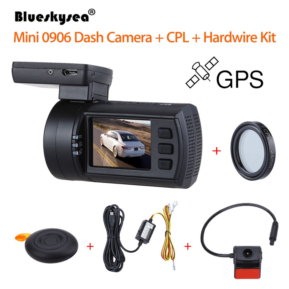 Blueskysea 0906 1080P 1.5 LCD Car DVR GPS IMX291 Night Vision G-Sensor Camera Recorder Dashboard+CPL Lens+Hardwire Kit Dash Cam