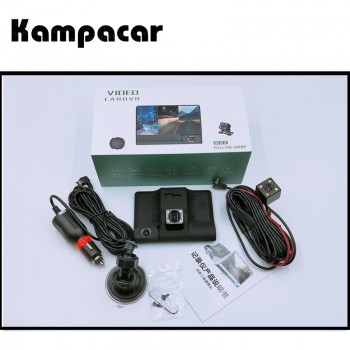 Kampacar 4.0 Inch Car Dvr Mirror 3 Camera Auto Recorder 3 in 1 Russian The Registrar Car Rearview Dual Dashcam With Two Cameras