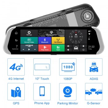 Anstar 10 4G Rear View Camera Mirror Car DVR Dual lens Android DVRs 1080P Video Recorder Dash Cam ADAS GPS WIFI Auto Registrars