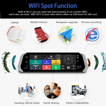 Anstar 10 4G Rear View Camera Mirror Car DVR Dual lens Android DVRs 1080P Video Recorder Dash Cam ADAS GPS WIFI Auto Registrars