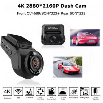 Maozua Car Dash Cam 2160P 4K Ultra HD with 1080P Rear Camera WiFi GPS Logger ADAS Dual Lens Dashcam Car DVR Night Vision