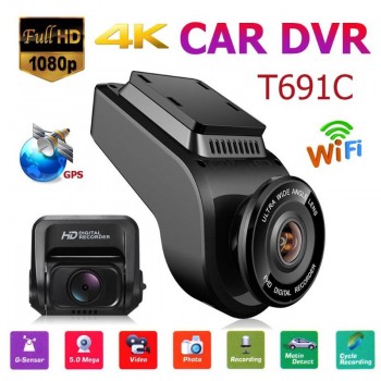 T691C 2 Inch Car DVR 4K 2160P/1080P FHD Dash Cam 170 Degree Lens Car Camera Car Built-in GPS Car Video Recorders Mirror Dashcam