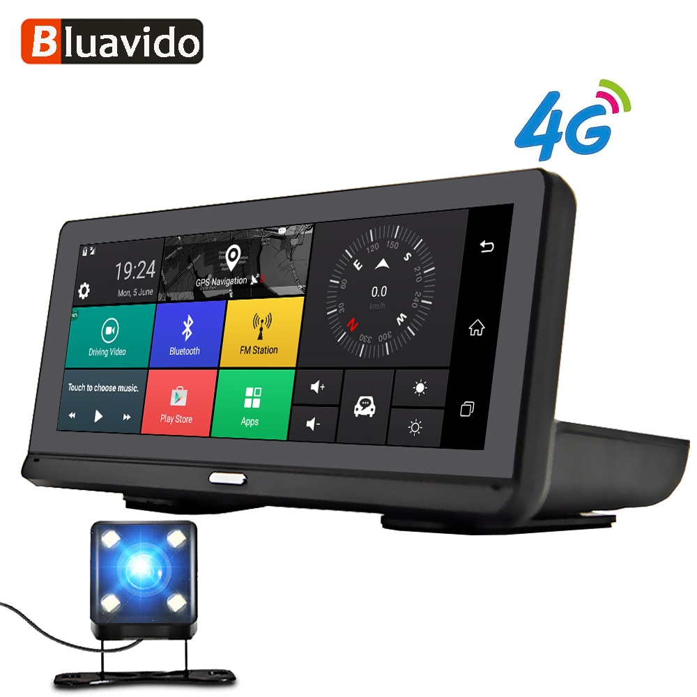 Bluavido 8 Android 4G Car DVR camera GPS Navigation ADAS FHD 1080P car video recorder Night Vision WiFi Remote monitor Dash cam