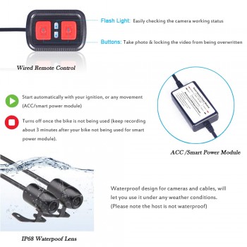 SYS M6L WiFi 1080P Full HD Motorcycle DVR Riding Camera Recorder with HD 720P Rear View Waterproof Lens Dash Cam