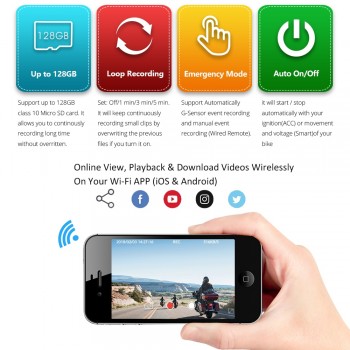 SYS M6L WiFi 1080P Full HD Motorcycle DVR Riding Camera Recorder with HD 720P Rear View Waterproof Lens Dash Cam