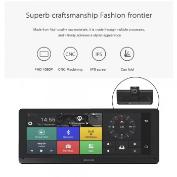 TAVIN  Car DVRs 4G Android 5.1 8.0 Inch Rearview Mirror Camera GPS WIFI 1080P Video Recorder Navigation Dash Cam ADAS Dual Lens