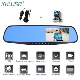 4.3 inch 1080P car rearview mirror Car Dvr full HD 1080p car driving video recorder camera car reverse image dual lens dash cam