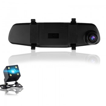4.3 inch 1080P car rearview mirror Car Dvr full HD 1080p car driving video recorder camera car reverse image dual lens dash cam
