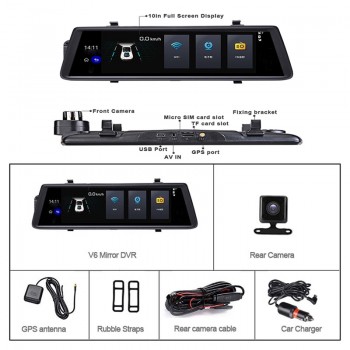 ANSTAR ADAS Car DVR Camera 4G Android Video Recorder Dual Lens Bluetooth WIFI FHD 1080p GPS Navigator Car Rearview Mirror DVRS