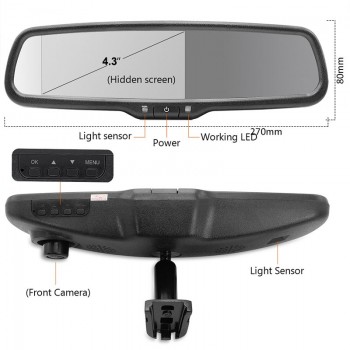 GreenYi HD 1080P Car Mirror DVR Monitor Dash Camcorder Car Rear View Camera Camcorder Dual Lens Camera Video Recorder Car DVR