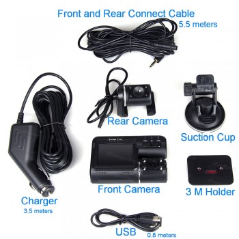 Car DVR  i1000s  Dash Camera Dual Lens Front cam1080P 4 IR Lights Rear cam 480P Driving Recorder Night Vision Inside The Car