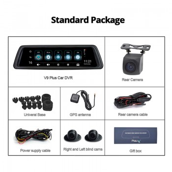 Phisung V9 Plus 4CH Cameras lens 10Android Navi car camera with gps rear view mirror dvr drive recorder ADAS WIFI RAM2GB+ROM32G